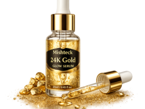 24K gold glow serum for skin brightening and hydration Mishteek Organics