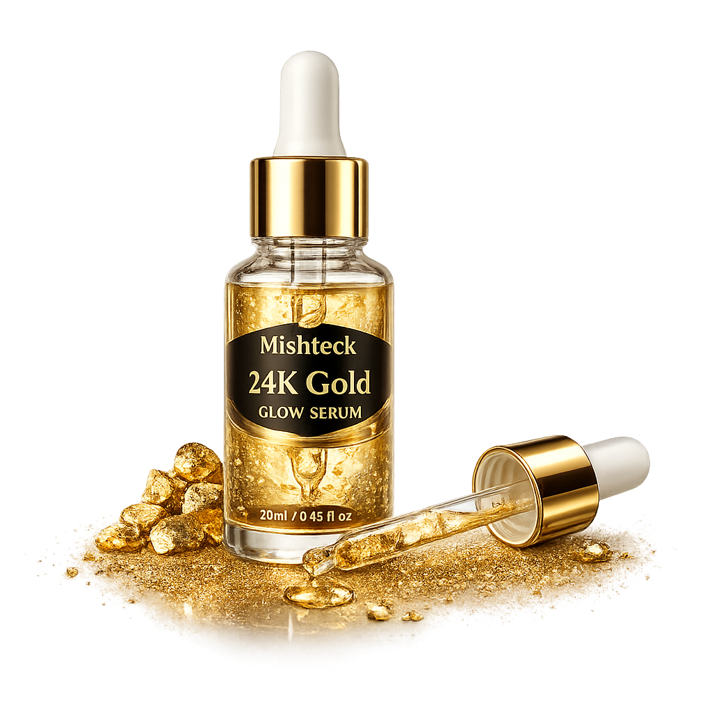 24K gold glow serum for skin brightening and hydration Mishteek Organics