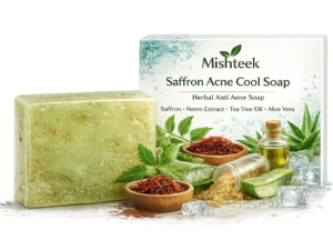 Saffron acne soap herbal anti acne soap for oily and sensitive skin Mishteek Organics